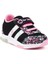 Kız Bebe Siyah Pembe Desenli Işıklı Cırtlı Sneaker Günlük Spor Ayakkabı 3