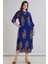 Kadın Fatoş Cep Detaylı Dokuma Viskon Mavi Gömlek Elbise 2