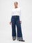 Kadın Koyu Mavi High Rise Stride Wide-Leg Jean Pantolon 4