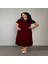 Kadın Kısa Kollu Yakalı Yandan Yırtmaçlı Viskon Iki Iplik Elbise 1