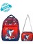 Lisanslı Lacivert-Kırmızı Köpekbalığı Desenli Erkek Çocuk Ilkokul Sırt Çantası ve Beslenme 1