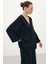 Kadın Düğmeli Kimono Kısa Kollu Bluz 1847-6040 1