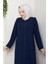 Yazlık Tesettür Ferace Fermuarlı Büyük Beden Lacivert 2502 3