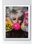 Pembe Sakız Balonu Patlatan Kadın Grafiti Çerçeveli Tablo - Pop Art Poster Tablo 1