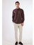 Kahve Erkek Slim Fit Düğmeli Yaka Uzun Kol Gömlek 1