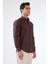Kahve Erkek Slim Fit Düğmeli Yaka Uzun Kol Gömlek 2
