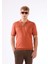 Kiremit Fermuarlı Polo Yaka Kısa Kollu Örgü Slim Fit Erkek Triko 4
