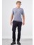 Gri Polo Düğme Yaka Düz Renk Slim Fit Erkek Triko 10