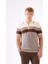 Kahve Çizgili Desen Fermuarlı Polo Yaka Kısa Kollu Slim Fit Erkek Triko 1