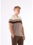 Kahve Çizgili Desen Fermuarlı Polo Yaka Kısa Kollu Slim Fit Erkek Triko 2