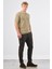 Haki Polo Düğme Yaka Düz Renk Slim Fit Erkek Triko 2