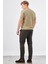 Haki Polo Düğme Yaka Düz Renk Slim Fit Erkek Triko 3