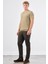 Haki Polo Düğme Yaka Düz Renk Slim Fit Erkek Triko 5