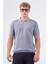 Gri Polo Düğme Yaka Düz Renk Slim Fit Erkek Triko 1