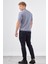 Gri Polo Düğme Yaka Düz Renk Slim Fit Erkek Triko 3
