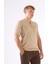 Bej Fermuarlı Polo Yaka Kısa Kollu Örgü Slim Fit Erkek Triko 2