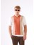 Kiremit Polo V Yaka Blok Desen Kısa Kollu Slim Fit Erkek Triko 4