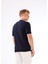 Lacivert Çizgili Desen Kısa Kol Slim Fit Erkek Triko 2