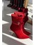 Calindo Kadife Toka Detaylı Kırmızı Kadın Topuklu Bot 2