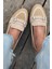 Pore Hasır Taş Detaylı Kadın Loafer Bej 1