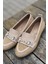 Pore Hasır Taş Detaylı Kadın Loafer Bej 4