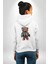 Akıllı Teknoloji Tarzı Ayıcık Beyaz Kapüşonlu Sweatshirt Kadın Erkek Ön Minimal Sırt Baskılı 3