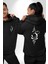 Om Aum Budizm Yoga Siyah Kapüşonlu Sweatshirt Kadın Erkek Ön Minimal Sırt Baskılı 1
