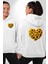 Ayçiçeği Ile Özel Tasarım Kalp Bahar Beyaz Kapüşonlu Sweatshirt Kadın Erkek Ön Minimal Sırt Baskılı 1