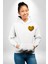 Ayçiçeği Ile Özel Tasarım Kalp Bahar Beyaz Kapüşonlu Sweatshirt Kadın Erkek Ön Minimal Sırt Baskılı 2