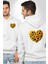 Ayçiçeği Ile Özel Tasarım Kalp Bahar Beyaz Kapüşonlu Sweatshirt Kadın Erkek Ön Minimal Sırt Baskılı 4