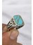 Firuze Taşlı Motifli Gümüş Serçe Parmak Erkek Yüzük 1