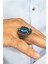 Oval Aqua Taşlı Telkari Desenli Gümüş Erkek Yüzük 4