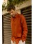 Erkek %100 Keten Kiremit Rengi Düğmeli Yaka Modern Fit Cepsiz Gömlek 2