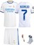 Cristiano Ronaldo Real Madrid 2018/19 Sezon Şeritli Beyaz Retro Çocuk Forması 4 Parça Forma+Şort+Çorap+Biliklik 1