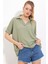 Çağla Oversize Polo Yaka Örme Bluz 0486 1