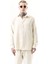 Oversize Erkek Bej Keten Gömlek Salaş %100 Polyester 1