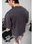 Oversize Erkek Basic T-Shirt Füme 3