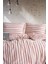 Müslin %100 Pamuklu Çift Kişilik Yıkamalı Nevresim Takımı Ütü Istemeyen Pudra Pembe Çizgili 1