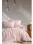Müslin %100 Pamuklu Çift Kişilik Yıkamalı Nevresim Takımı Ütü Istemeyen Pudra Pembe Çizgili 4