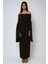 Kadın Özel Dikim Yırtmaçlı Omzu Açık Bodycone Maxi Elbise Black 2