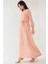 Kadın Çiçek Desenli Uzun Kol Örme Modest Elbise Pink 4