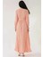 Kadın Çiçek Desenli Uzun Kol Örme Modest Elbise Pink 7