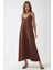 Kadın V -Yaka A-Form Maxi Elbise Mocha Kahvesi 2