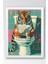 Tuvalette Gazete Okuyan Kaplan Çerçeveli Tablo - Pop Art Poster Tablo 1