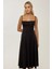 Kadın Düz Kesim Askılı Maxi Elbise Siyah 3