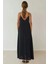 Kadın V -Yaka A-Form Maxi Elbise Black 6