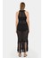 Kadın Kolsuz Örme Maxi Elbise, V-Yaka ve Püskül Paça Black 4