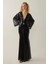 Kadın Payetli Derin V Yaka Maxi Elbise Black 1