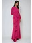 Kadın Özel Dikim Volanlı Maxi Elbise Neon Pembe 1