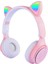 M6 Pro Cat Rgb LED Işıklı Kedi Kulağı Band Tasarımlı Ayarlanabilir ve Katlanabilir Kulak Üstü Bluetooth Kulaklık Pembe 1